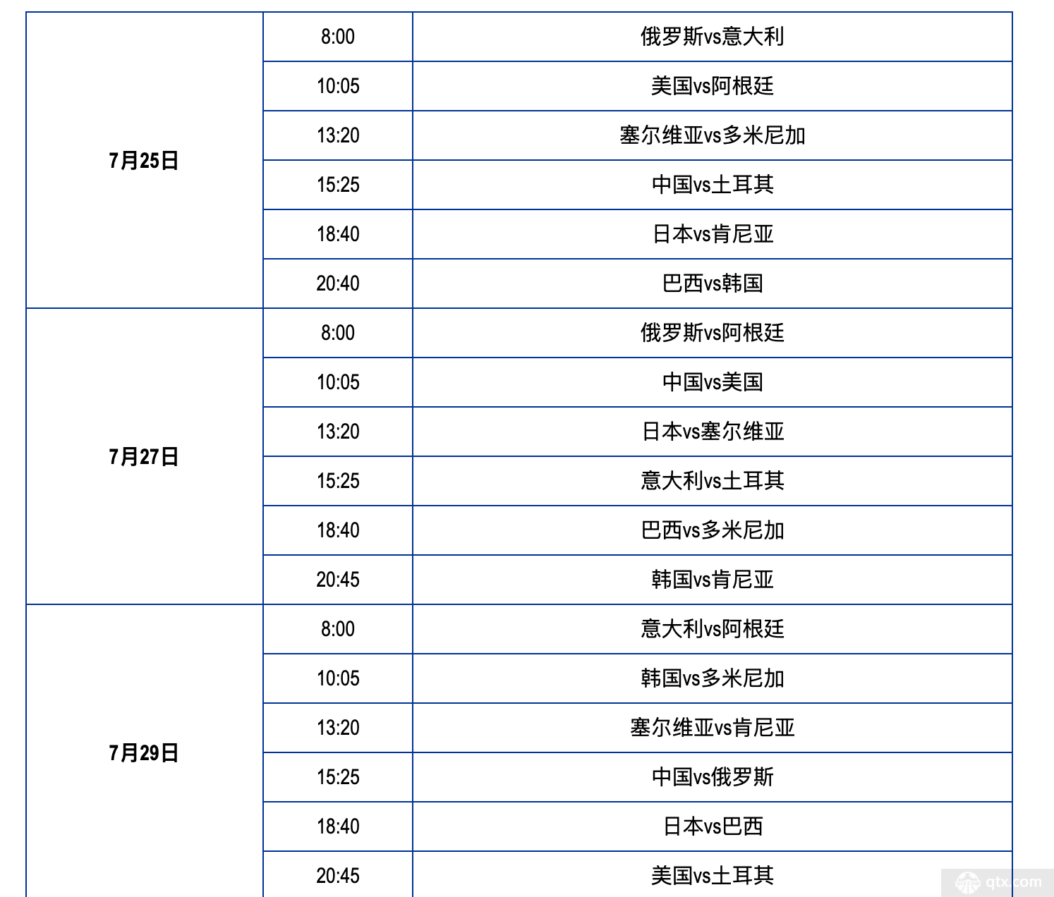 中国女排奥运会2021赛程表，中国女排奥运会2021赛程表图！
