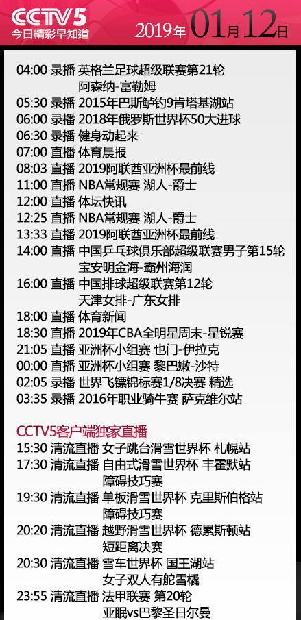 cctv5节目表预告，16日cctv5节目表预告！